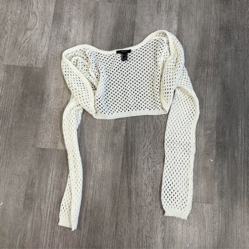 Forever 21 White Mesh Sweater